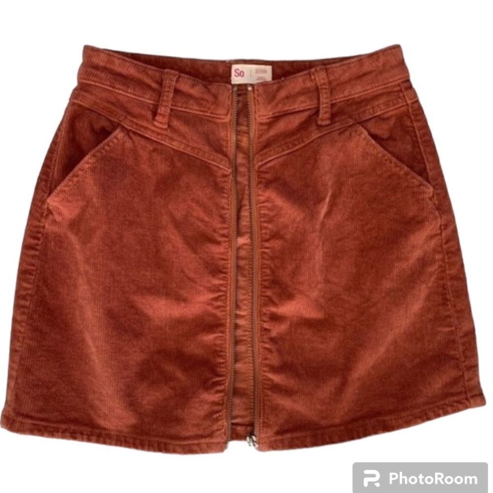 Corduroy SO Orange Zip Up Skirt Size 3